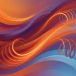 Tourbillons abstraits orange et bleu formant des spirales énergétiques sur un fond fluide.